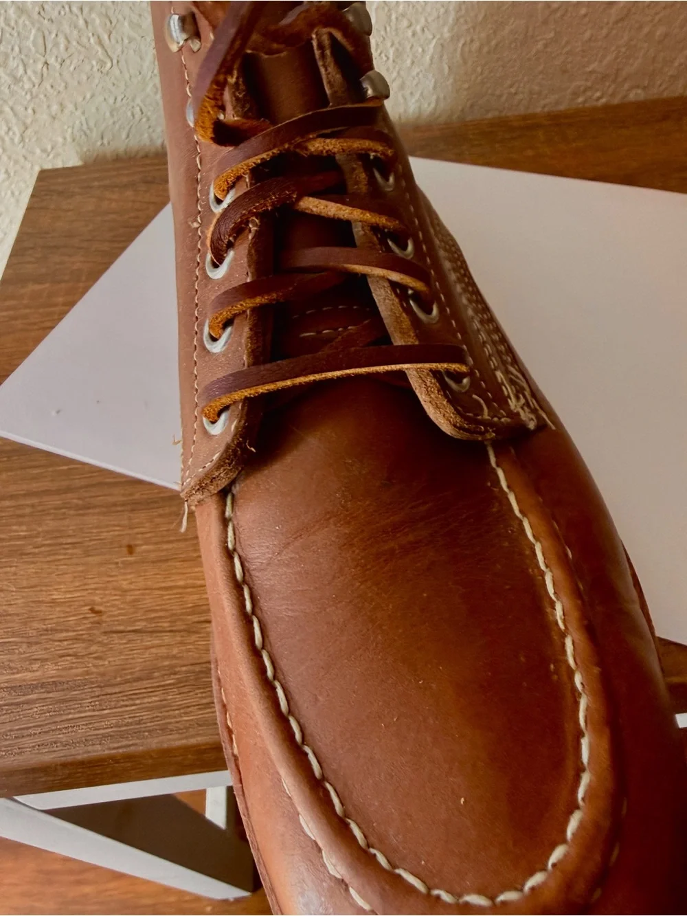RRL Ralph Lauren Brown Leather Moc Toe Work Boots Size 11 D Made in USA Like New